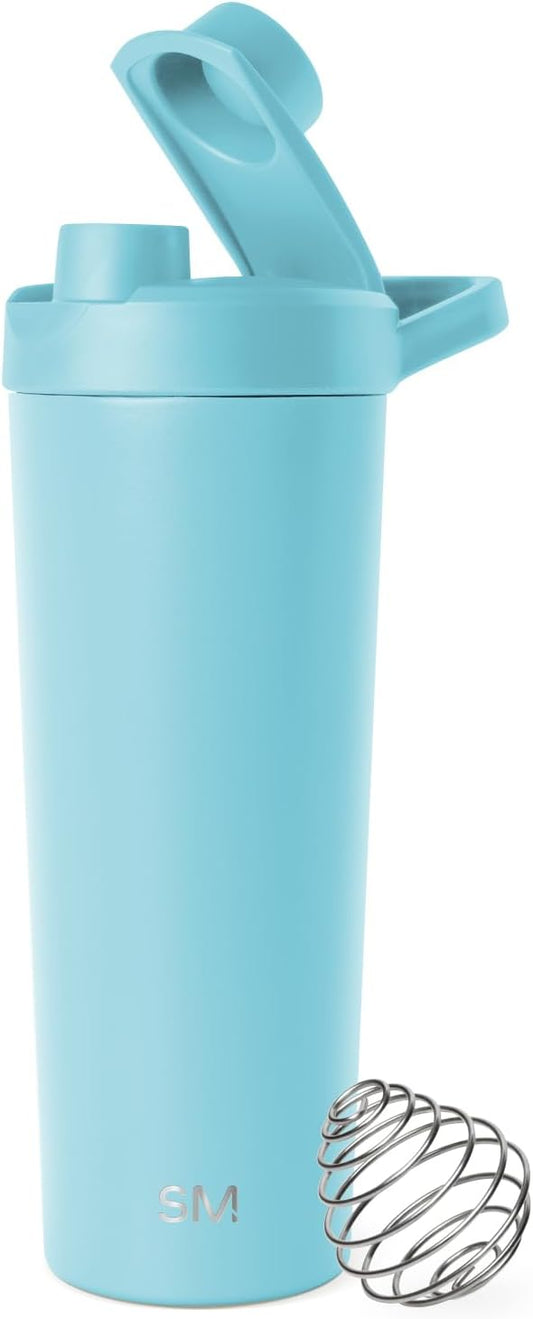 Simple Modern Stainless Steel Shaker Bottle with Ball 24oz | Metal Insulated Cup for Protein Mixes, Shakes and Pre Workout | Rally Collection | Nantucket Tides