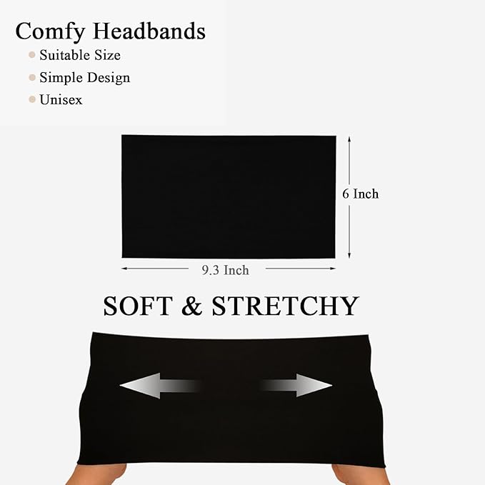 Wide Headbands For Women Stretch Headband Boho Head Bands Women's Hair Band Turban Workout Hairband Accessories Black Gray White 6 Pack