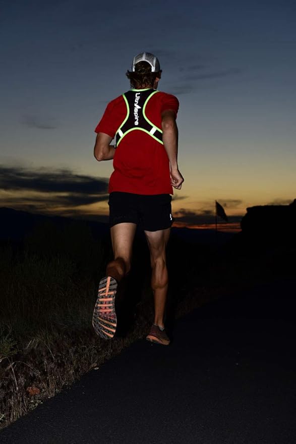 Ultraspire Neon Reflective Unisex Lightweight Vest - Hydratation Not Included, Capacity: 31 c.i. (0.5L) (Black/Lime, Universal Size (26″-48″))