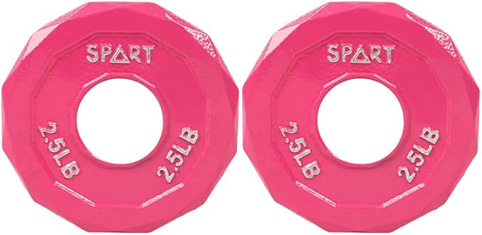 SPART Color Coded Weight Plate 2-Inch Cast Iron 2.5/5/10/15/25/35/45LB, Single/Pair/Set
