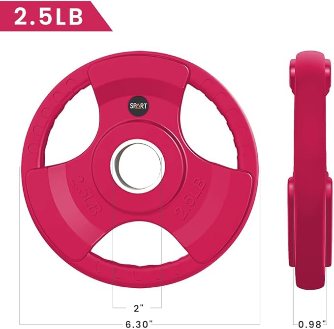 SPART 2-Inch Color Rubber Coated Olympic Grip Plate 2.5LB/5LB/10LB/25LB/35LB/45LB, Two