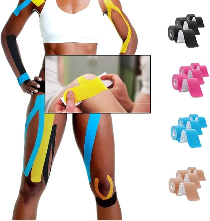 Kinesiology Tape Pro Athletic Sports Waterproof Breathable Latex Free Tape for Ankle Wrists Knees Elastic Running Tennis Swimming Football Sports Activities Tapes (3 Pack, MIX02)