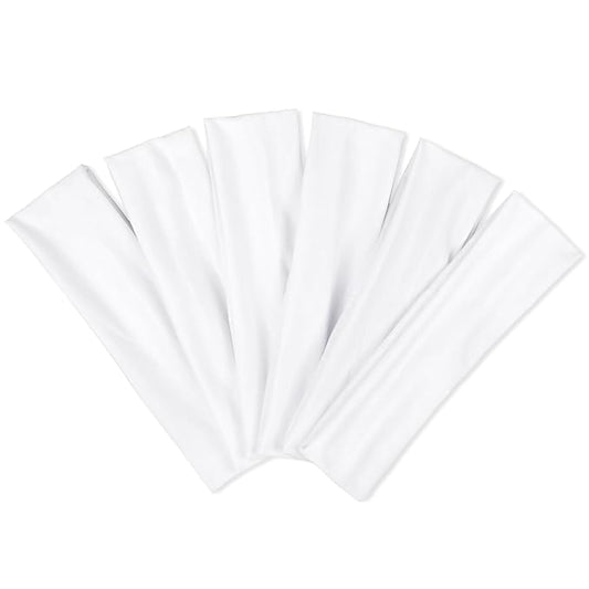 TERSE White Women's Non-Slip Elastic Sweat Hairbands - Soft Fabric Thin Hair Wraps for Short Hair, Workout, Yoga, Running, Sports, Girls