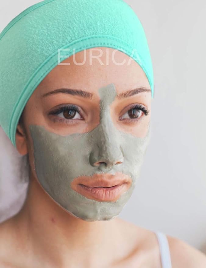EUICAE Spa Headband Sweat Head Towel Wrap Non-slip Stretchable Washable Makeup Headband for Face Wash Facial Treatment Sport Fits All White (Green)