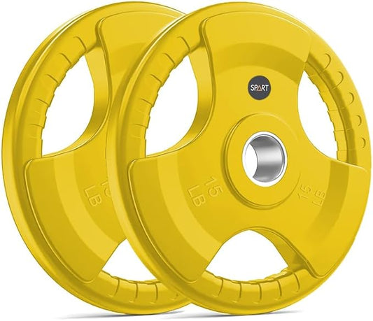 SPART 2-Inch Color Rubber Coated Olympic Grip Plate 2.5LB/5LB/10LB/25LB/35LB/45LB, Two