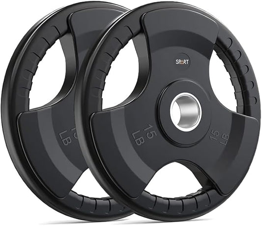 SPART Weight Plate 2-Inch Rubber Coated Olympic Grip Gym(5LB/10LB/25LB/35LB/45LB)