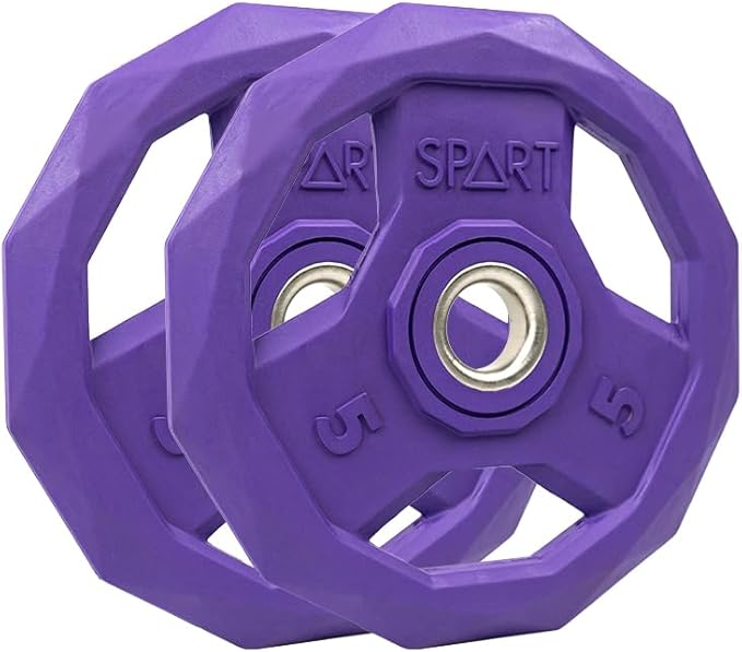 SPART Color Coded Weight Plate 1-Inch Rubber Coated Standard Grip Plate for Barbell,Solid Cast Iron Weight Plates for Strength Training,Weightlifting,Crossfit, Fit All 25/28mm Barbells