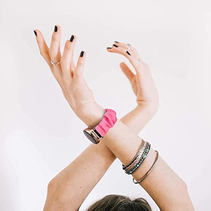 Compatible for FITVII Nexa, HM21, HM68, H86, HM57, HM78, H56 Smart Watch Fitness Tracker Bands, 18mm, 20mm, 22mm Fabric Elastic Scrunchie Elastic Women Cute Replacement Straps