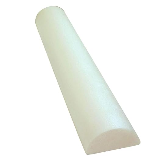 CanDo Slim White PE Foam Rollers for Exercise 3" x 12" Half-Round