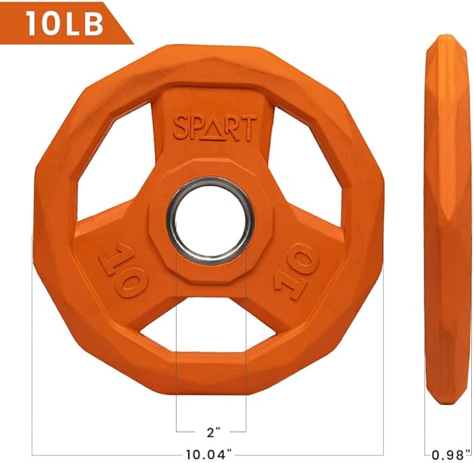 SPART Color Coded Weight Plate 2-Inch Rubber Coated 2.5LB/5LB/10LB/25LB/35LB/45LB, Pair
