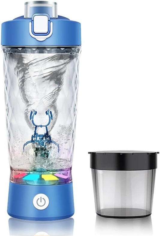 Electric Protein Shaker Bottle, USB Rechargeable Mixing Cup, Water Drink Mixer Portable Bottles for Gym Sport (Blue)