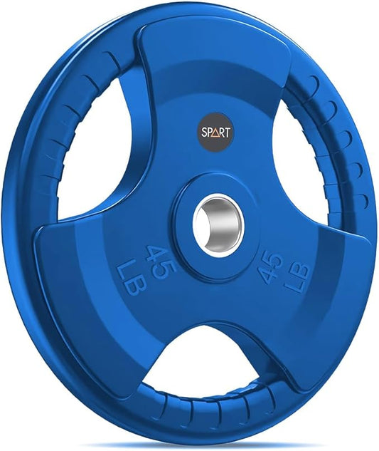 SPART 2-Inch Color Rubber Coated Olympic Grip Plate 2.5LB/5LB/10LB/25LB/35LB/45LB, Two