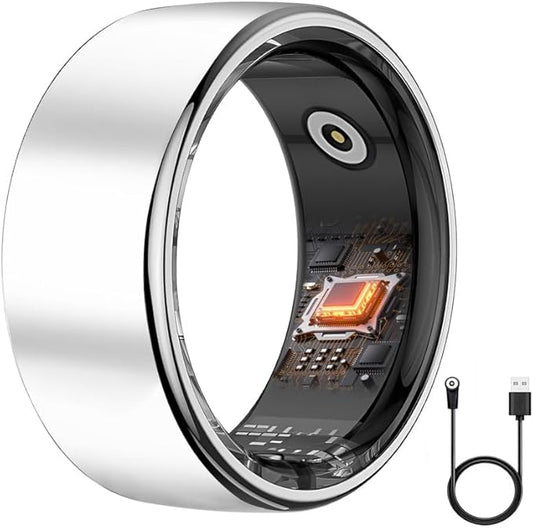 Smart Ring Health Tracker - 24/7 Fitness & Sleep Tracking with Heart Rate Monitor, IP68 Waterproof Activity Tracker for Men/Women, 50+ Workout Modes, 7-Day Battery