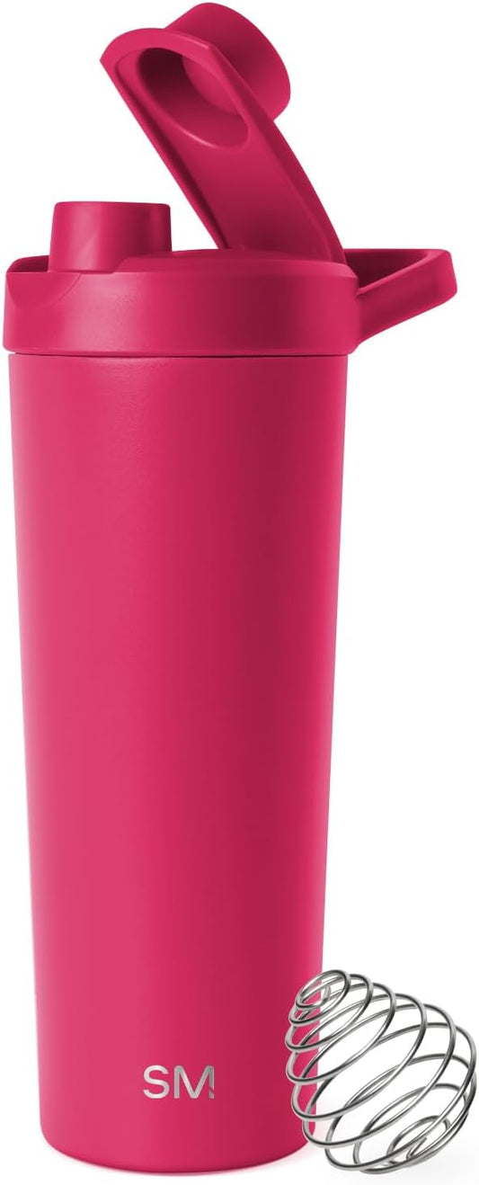 Simple Modern Stainless Steel Shaker Bottle with Ball 24oz | Metal Insulated Cup for Protein Mixes, Shakes and Pre Workout | Rally Collection | Berry Twist