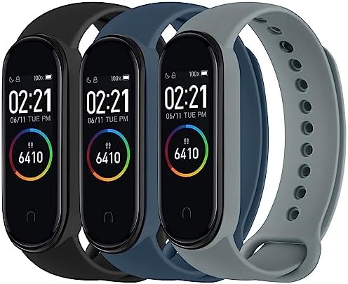 3 Pack Bands for Xiaomi Mi Band 4 & Mi Band 3 Strap, Soft Silicone Replacement Sport Bands Bracelet Strap for Xiaomi Mi Band 4 & 3 Fitness Tracker