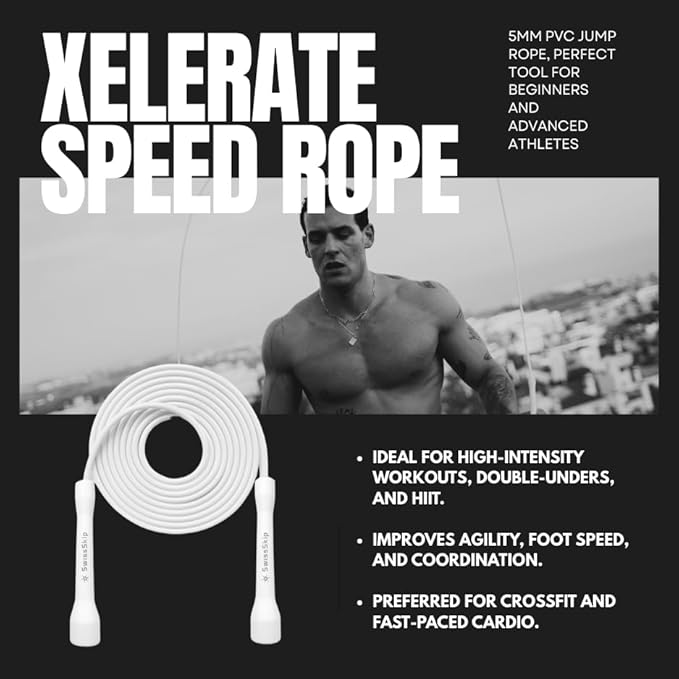 Speed Jump Rope by Dayan Kolev, 5mm PVC Skipping Rope, Great for Beginners and Advanced Athlets, Designed for Fitness, Cardio, Boxing & CrossFit, Adjustable length with Unbreakable Handles