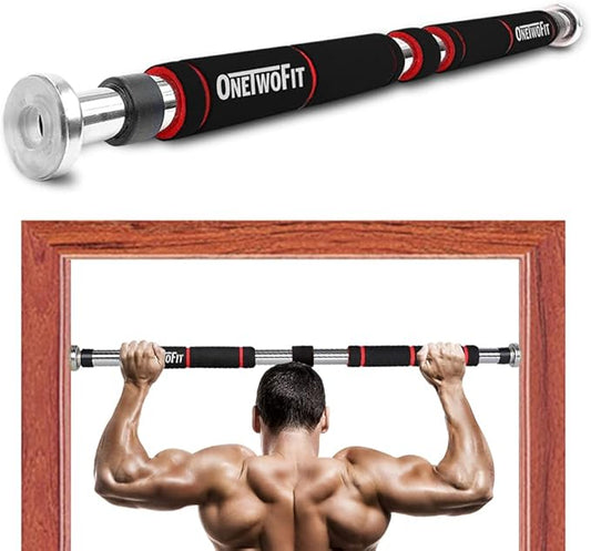 OneTwoFit Pull Up Bar Doorway Chin Up Bar Fitness（25.6 to 33.5 Inches Length）HK664