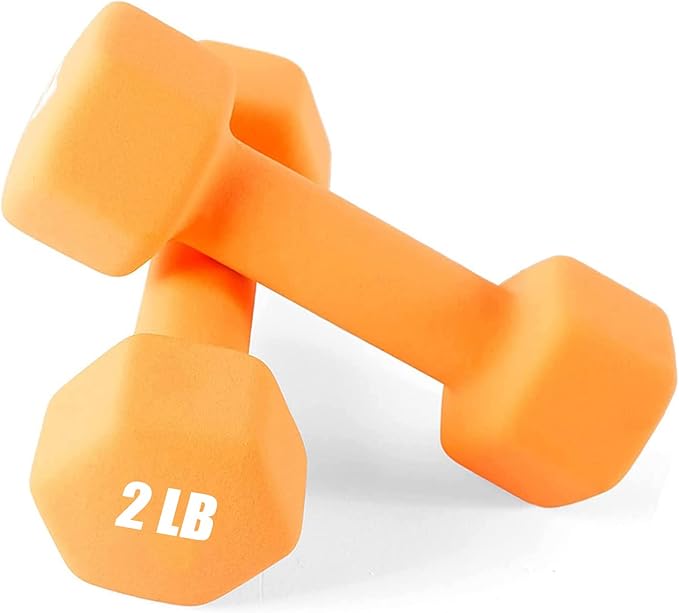 Portzon Weights Dumbbells 10 Colors Options Compatible with Set of 2 Neoprene Dumbbells Set,1-15 LB, Anti-Slip, Anti-roll, Hex Shape for Shoulder,Neck, and Hand Training for Seniors