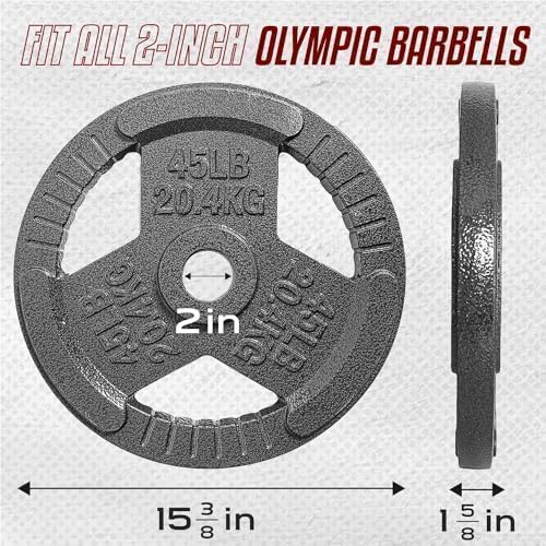 Yes4All Olympic Rubber Grip Plates for Barbell 2-Inch Weight