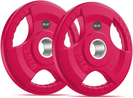 SPART 2-Inch Color Rubber Coated Olympic Grip Plate 2.5LB/5LB/10LB/25LB/35LB/45LB, Two