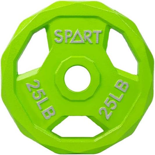 SPART Color Coded Weight Plate 2-Inch Cast Iron 2.5/5/10/15/25/35/45LB, Single/Pair/Set