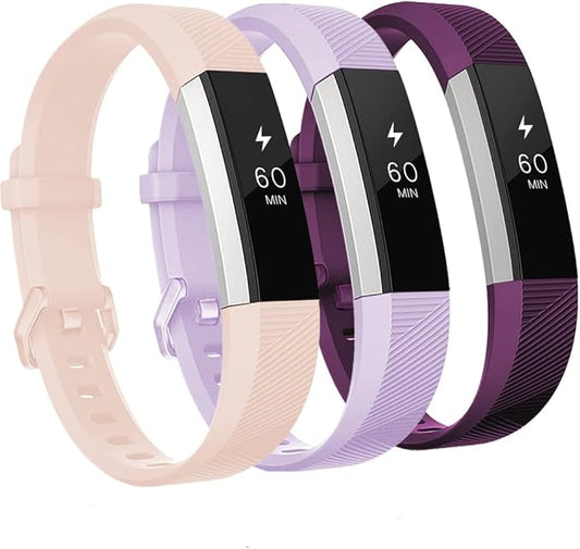 GEAK Bands Compatible with Fitbit Alta and Fitbit Alta HR, 3 Pack Soft Silicone Wristbands for Fitbit Alta HR Bands with Secure Metal Buckle for Men Women,Small Large