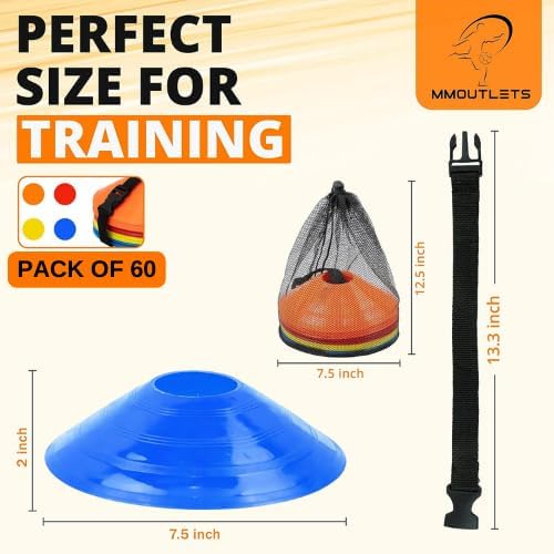 Soccer Cones for Drills with Mesh Bag & Strap-Flexible