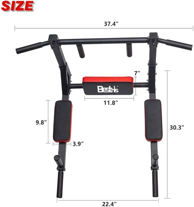BESTHLS Wall Mounted Pull Up Bar and Dip Station 440 Lbs