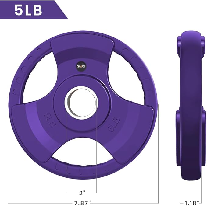 SPART 2-Inch Color Rubber Coated Olympic Grip Plate 2.5LB/5LB/10LB/25LB/35LB/45LB, Two