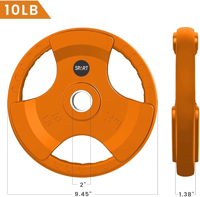 SPART 2-Inch Color Rubber Coated Olympic Grip Plate 2.5LB/5LB/10LB/25LB/35LB/45LB, Two