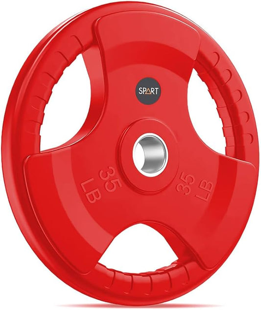 SPART 2-Inch Color Rubber Coated Olympic Grip Plate 2.5LB/5LB/10LB/25LB/35LB/45LB, Two