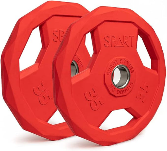 SPART Color Coded Weight Plate 2-Inch Rubber Coated 2.5LB/5LB/10LB/25LB/35LB/45LB, Pair