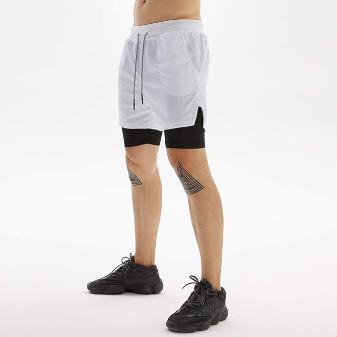 OEBLD Mens Athletic Shorts 2-in-1 Gym Workout Running 7'' Shorts with Towel Loop