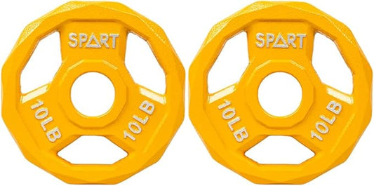 SPART Color Coded Weight Plate 2-Inch Cast Iron 2.5/5/10/15/25/35/45LB, Single/Pair/Set