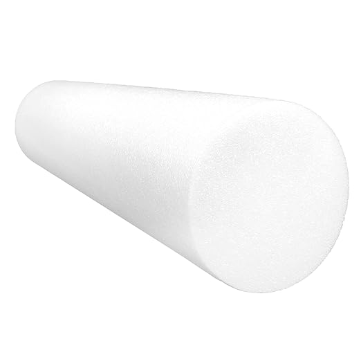 CanDo White PE Foam Rollers for Exercise 6" x 24"