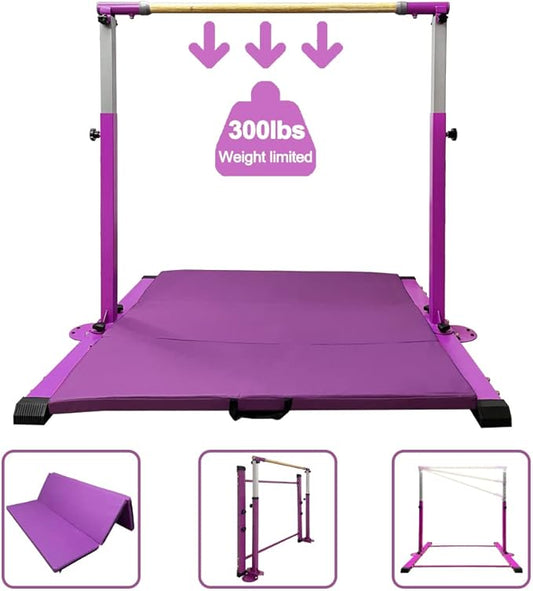 Gymnastics Kip Bar for Home Indoor Training 3' - 5' Gym Equipment,1-4 Levels,300lbs Levels,300lbs Weight