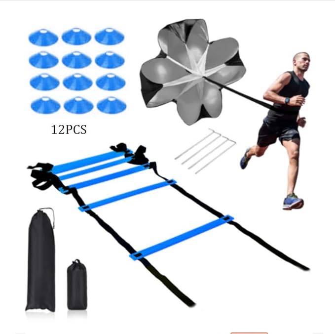 Speed Agility Training Set 12 Cones, 4 Steel 1 Skipping