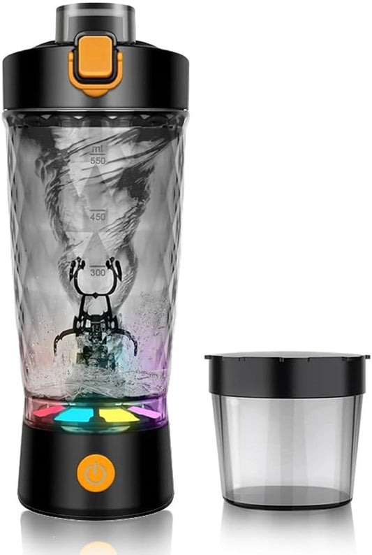 Electric Protein Shaker Bottle, USB Rechargeable Mixing Cup, Water Drink Mixer Portable Bottles for Gym Sport (Black)