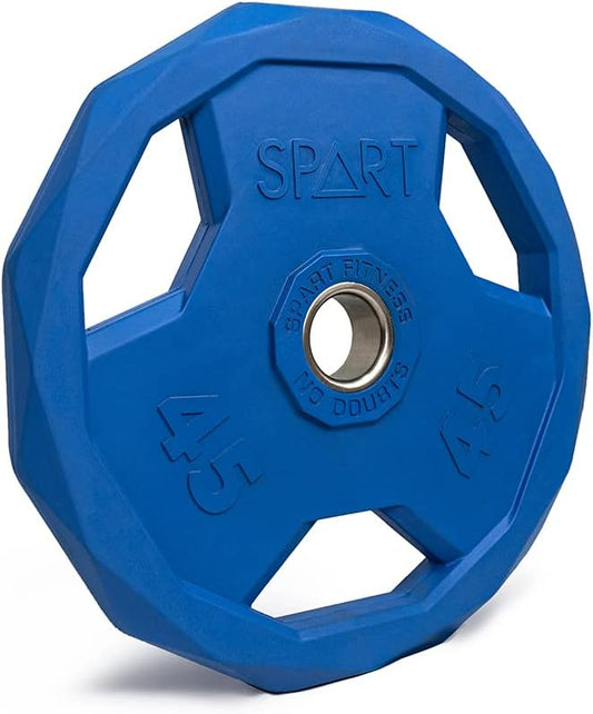 SPART Color Coded Weight Plate 2-Inch Rubber Coated 2.5LB/5LB/10LB/25LB/35LB/45LB, Pair