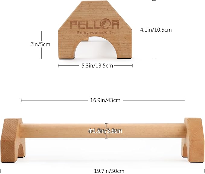 Pushup Stands - Wooden Push Up Bars Gym Gear Equipment with Anti-Slid Mat Workout Solid Exercise Women Men Portable Fitness