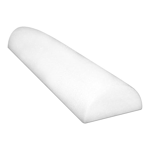 CanDo White PE Foam Rollers for Exercise 6" x 36" Half-Round