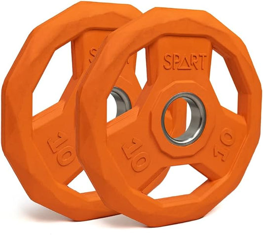 SPART Color Coded Weight Plate 2-Inch Rubber Coated 2.5LB/5LB/10LB/25LB/35LB/45LB, Pair