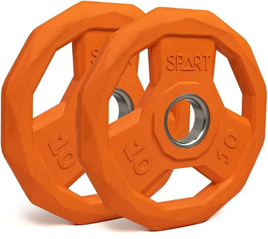 SPART Color Coded Weight Plate 2-Inch Rubber Coated 2.5LB/5LB/10LB/25LB/35LB/45LB, Pair