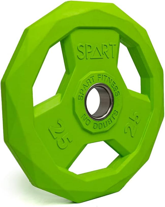 SPART Color Coded Weight Plate 2-Inch Rubber Coated 2.5LB/5LB/10LB/25LB/35LB/45LB, Pair