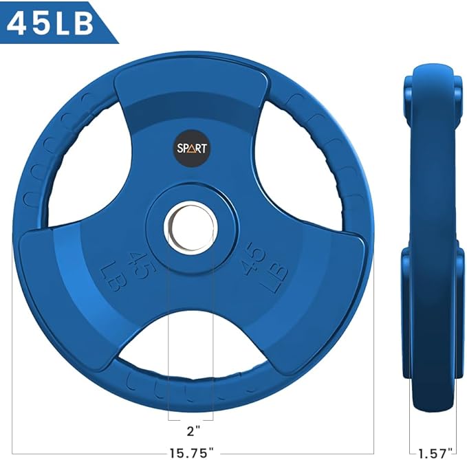 SPART 2-Inch Color Rubber Coated Olympic Grip Plate 2.5LB/5LB/10LB/25LB/35LB/45LB, Two