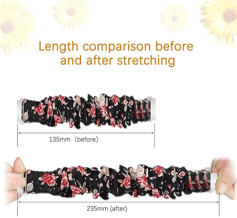 Compatible for FITVII Nexa, HM21, HM68, H86, HM57, HM78, H56 Smart Watch Fitness Tracker Bands, 18mm, 20mm, 22mm Fabric Elastic Scrunchie Elastic Women Cute Replacement Straps