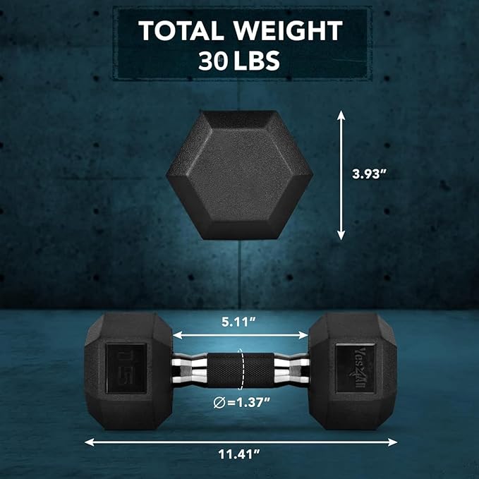 Yes4All 5-30 LBS Pair Rubber Encased Exercise &