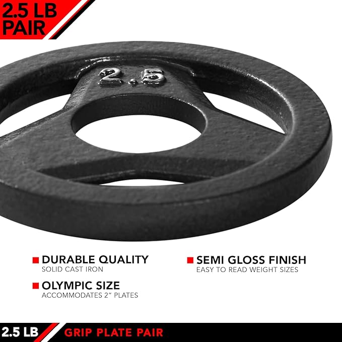 JFIT Olympic 2" Cast Iron Grip Plate OR 2" Rubber 6 Weights (2.5lbs to 45lbs) Plates