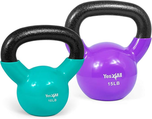 Yes4All Combo Kettlebells Vinyl Coated Weight Sets Great