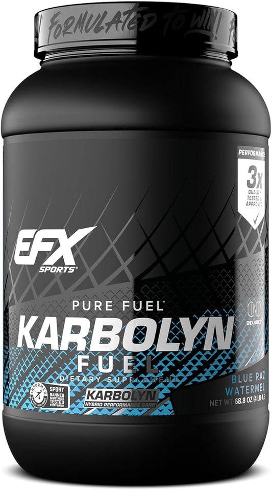 EFX Sports Karbolyn Fuel | Fast-Absorbing Carbohydrate Powder | Carb Load, Sustained Energy, Quick Recovery | Stimulant Free | 36 Servings (Blue Razz Watermelon)